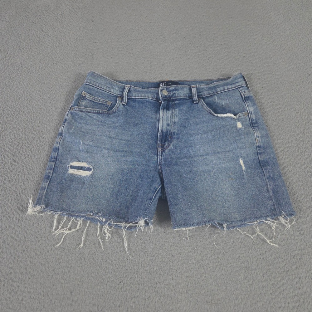 Gap Shorts Womens 8 Blue Girlfriend Distressed Frayed Raw Hem Denim Jean Jorts